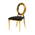 Stainless Steel Fashion Dining Chair Golden Metal Black Velvet Cushion Wedding