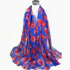 Women Ladies Poppy Print Floral Scarf Remembrance Day Poppies Scarves Wrap Shawl