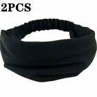 1/2PCS Yoga Hair Band Head Scarf Wrap Elastic Band Bandana Cap Black Headwrap