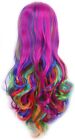 Women 70cm Long Rainbow Wavy Curly Cosplay Wig Party Costume Wig Hair Lolita Wig