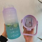 2L Sports Water Bottle Large Capacity Straw Time Motivational Cup Fitness Jugs