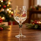 Sleigh and reindeer Christmas glass close-up