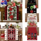 Christmas Table Runner - Flax Linen Look Table Runner in 8 Festive Designs