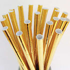 50pcs Foil Paper Straws Metallic Wedding Birthday Party Tableware Biodegradable
