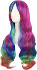 Women 70cm Long Rainbow Wavy Curly Cosplay Wig Party Costume Wig Hair Lolita Wig