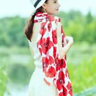 Women Ladies Poppy Print Floral Scarf Remembrance Day Poppies Scarves Wrap Shawl