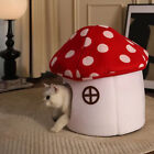 Winter Mushroom Cat House Cozy Sleeping Pet Bed for Cats Indoor Warm Pet House