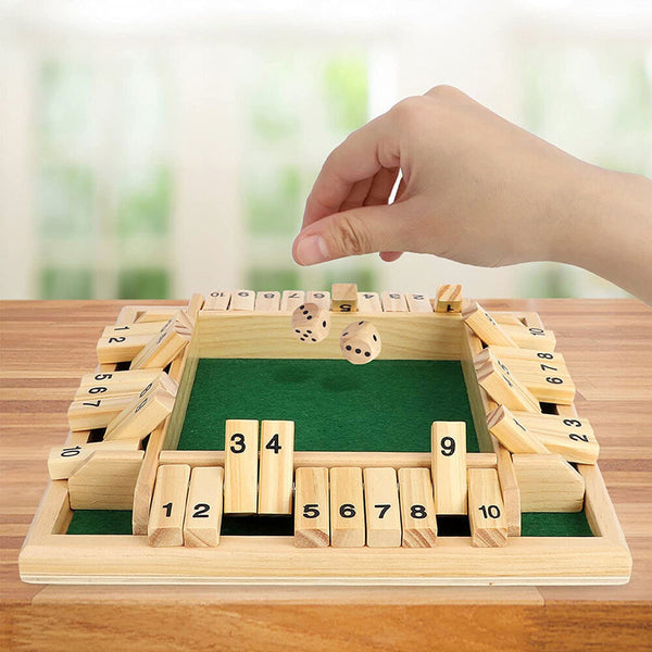 2PCS Shut The Box Wooden Board Game Dice Family Tabletop Number Game Set
