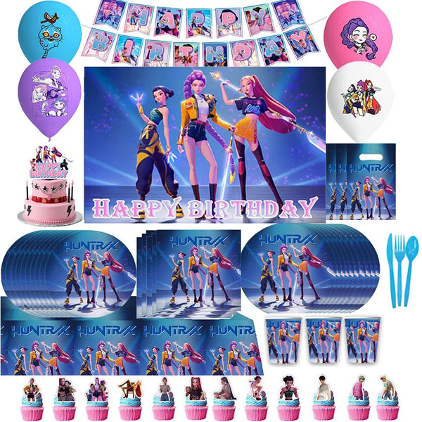 Cups Cake Toppers Balloons Party Supplies Demon Hunters Birthday Tableware