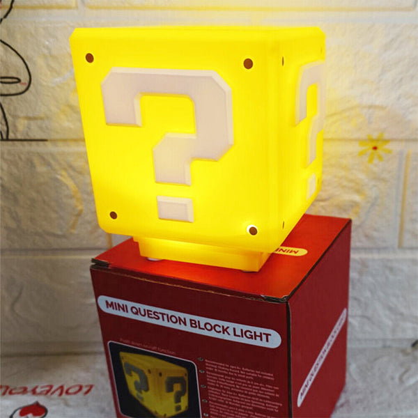 Super Mario Question Block LED Night Light with Sound USB Rechargeable Lamp