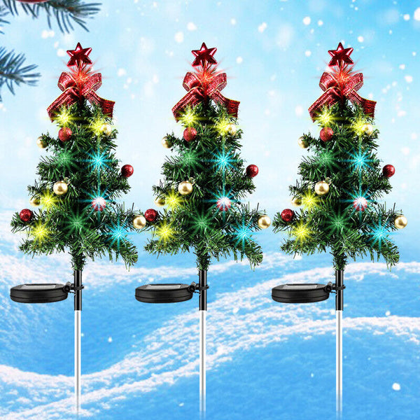 LED Christmas Tree Solar Lights Light Stake Outdoor Path Garden Lamp Xmas Decor