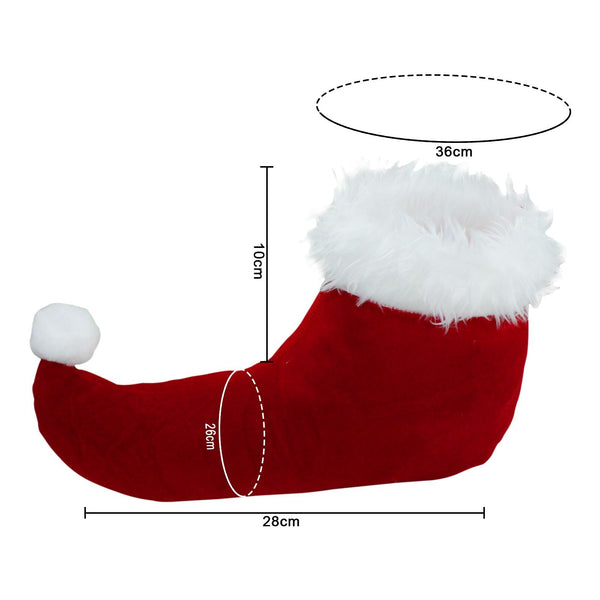 Red and white shoe cover measurements