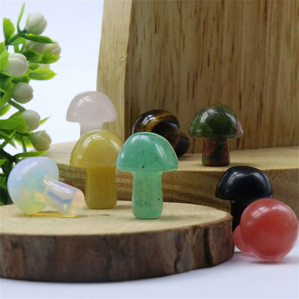 Mini Mushroom Natural Crystal Carving Quartz Massage Healing Reiki Stone Decor