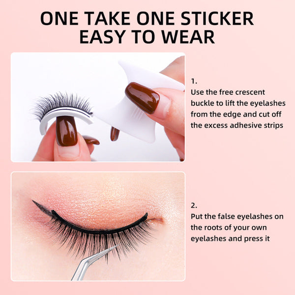 1/2 Pairs Eyelashes Self-Adhesive Natural Multiple Reversible Glue Free Reusable