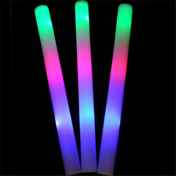 50PCS LED Foam Sticks RGB Thunder Wand Glow Sticks Flashing Light Rave Party AUS