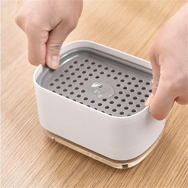 300ml Soap Dispenser with Sponge Holder | Kitchen Countertop Dishwashing Pump