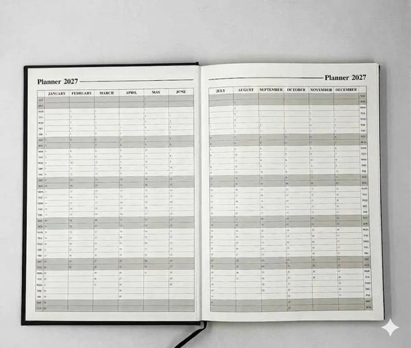 2027 A4 Week To ViewBlack Hard Cover Office Planner Calendar Journal AU