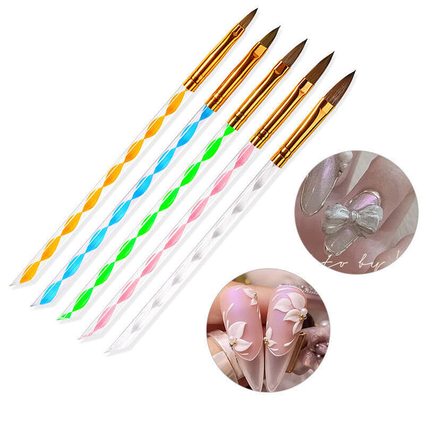 10x Nail Art Acrylic Brushes Set Size 2 4 6 8 10 Gel Drawing Polish Pen Kit New