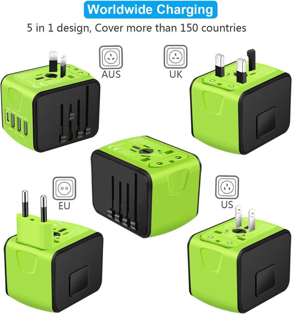 FAST 3.4 / 5A Universal Travel Adapter 3 USB &Type-C Outlet Converter Plug Power
