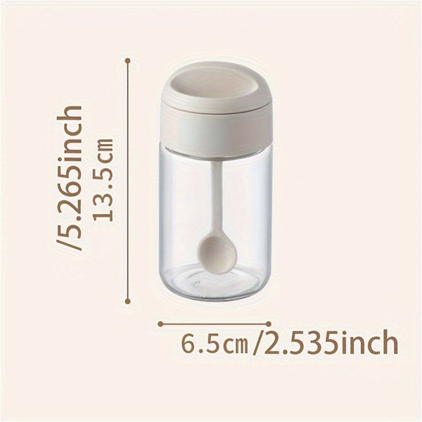 Retractable Spoon Seasoning Bottle, Spoon Lid Integrated Seasoning Jar