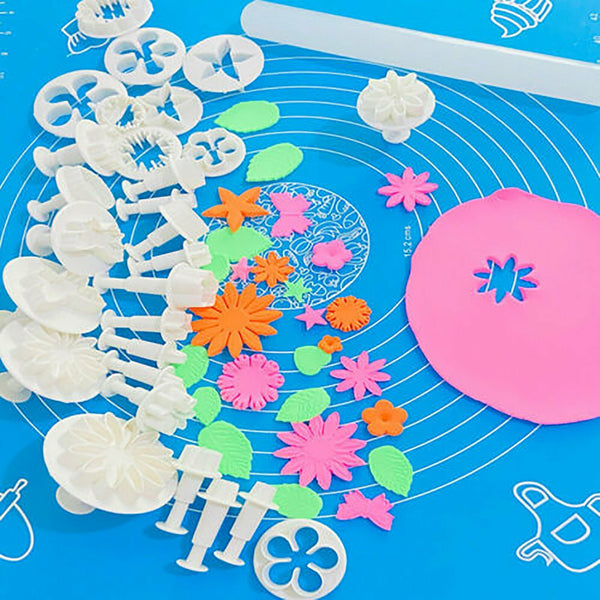66pcs Sugarcraft Fondant Flower Mold Set | Cake Decorating Embossing Tools Kit