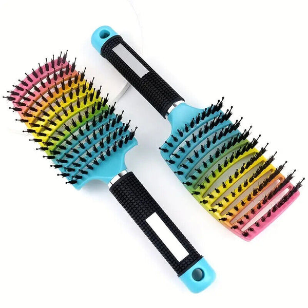 2PCS Nylon Bristle Brush Hair Smooth Hair Head Scalp Massage Comb Blue/Gradient