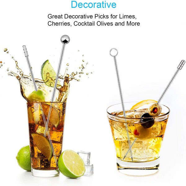 Fruit Sticks Stainless Steel Cocktail Picks Martini Picks Set (Pack of 8) R6G5