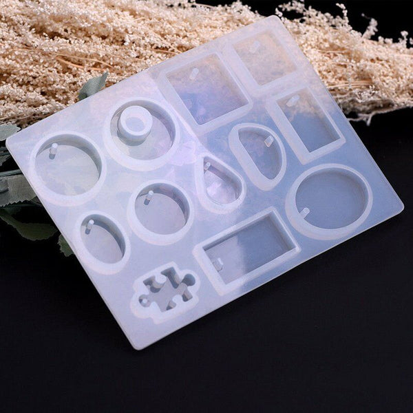 12 Silicone Mould Pendant Jewelry Making Necklace Mold Craft DIY Resin Supplies