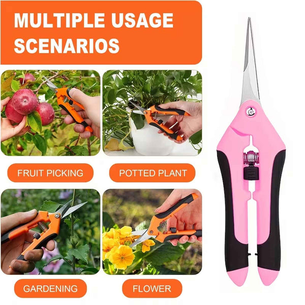 3pcs Stainless Steel Pruning Shears | Heavy-Duty Garden Scissors Set Ergonomic