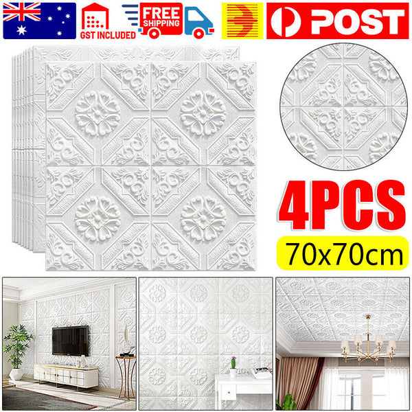 4x DIY Tile Brick Wall Sticker Self-Adhesive Waterproof Foam Panel Home Decor