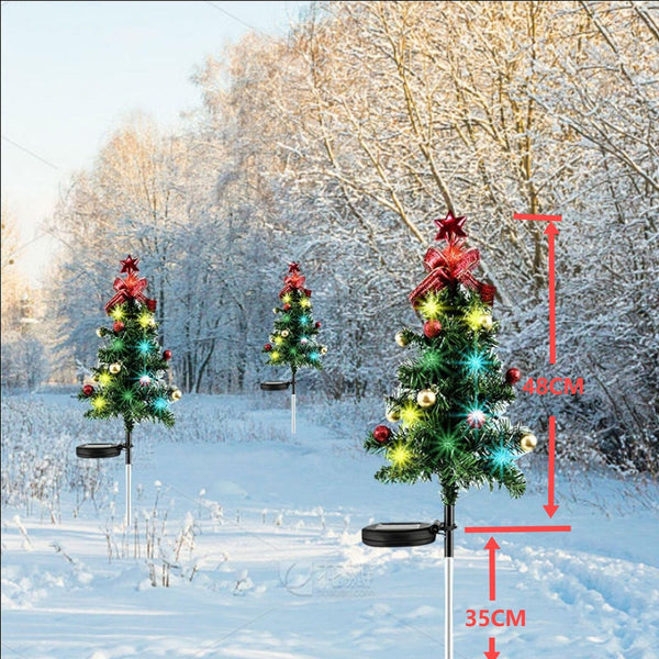 LED Christmas Tree Solar Lights Light Stake Outdoor Path Garden Lamp Xmas Decor