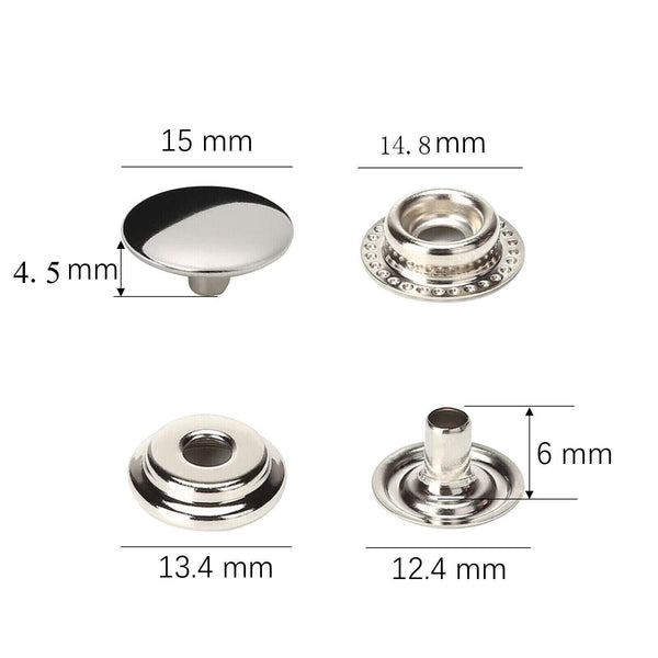 Stainless Steel Snap Fastener Press Studs Button Boat Canvas Marine