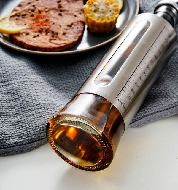 Glass Oil Dispenser Spout Olive Vinegar Pourer Stainless Steel Kitchen Bottle AU