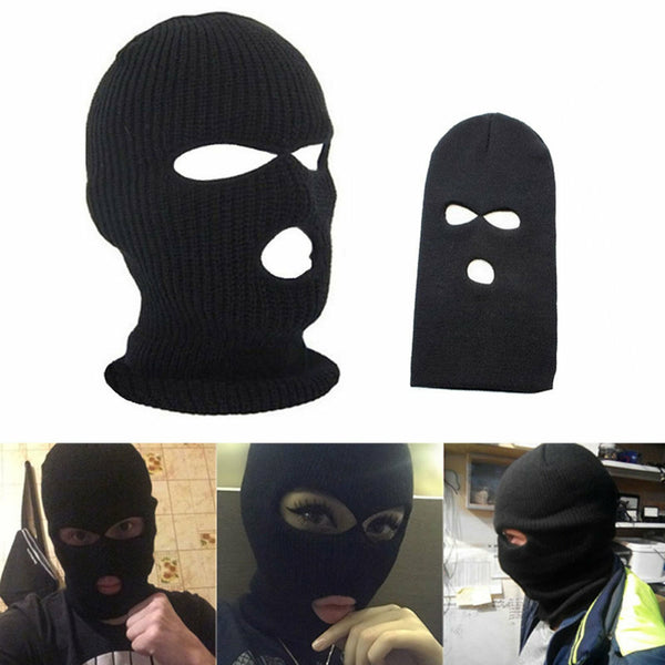 Black 3 Hole Balaclava Ski Mask Windproof Face Cover Neck Warmer