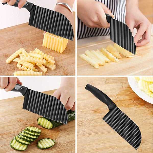 1-5PCS Chopper Knife Wavy Slicer Crinkle Potato Chip Cut Blade Crinkle Vegetable