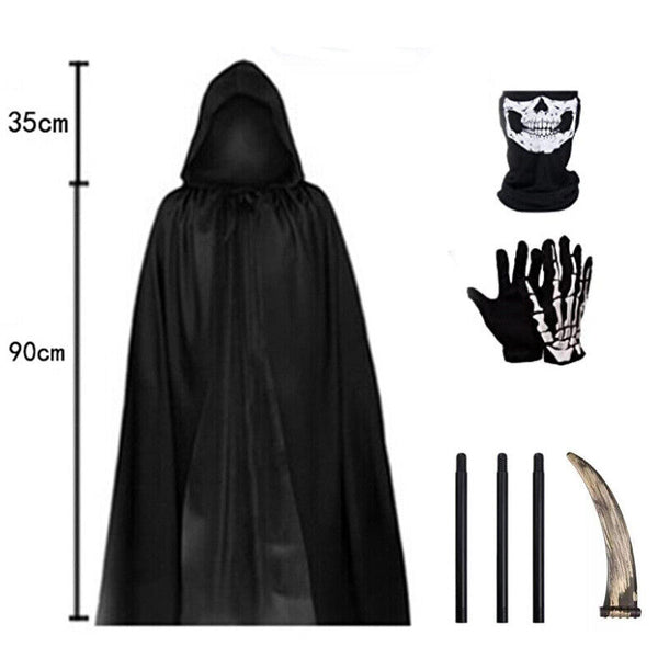 Halloween Grim Reaper Costume Scary Ghost Costumes with/Glowing Eyes- Adult Kids