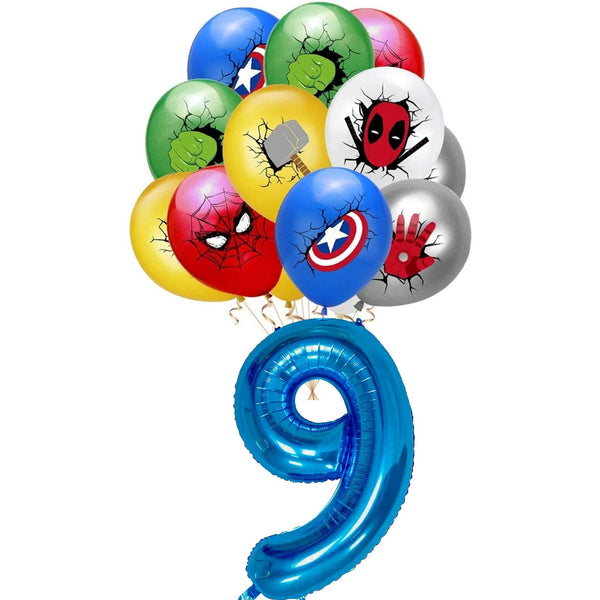 Avengers Balloons Set With Numbers Party Supplies Superhero Birthday Decoration
