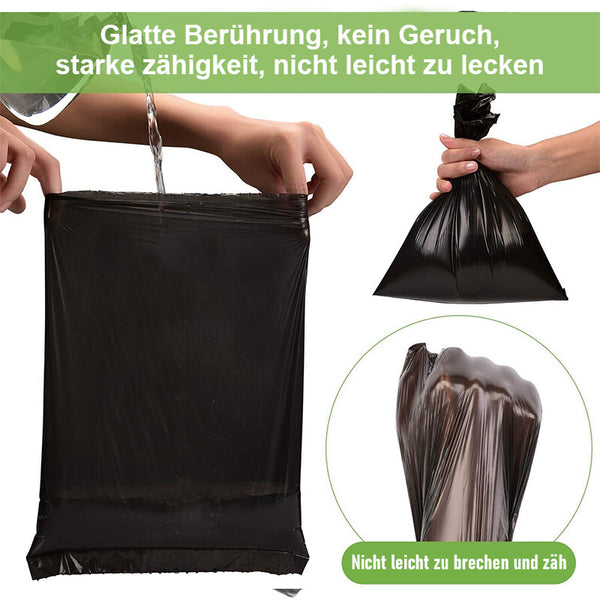 Large black poo bag covering a hand and wrist