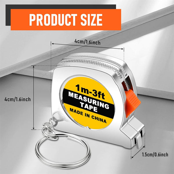 UP 10PCS 1M/3FT Steel Tape With Keychain Small Steel Ruler Portable Tape Measure