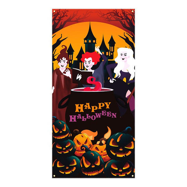 All five Halloween door cover designs shown side by side