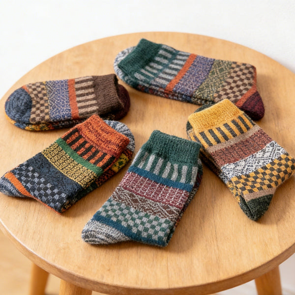 15Pairs Winter Thermal Nordic Socks – Warm Wool Blend Crew Socks