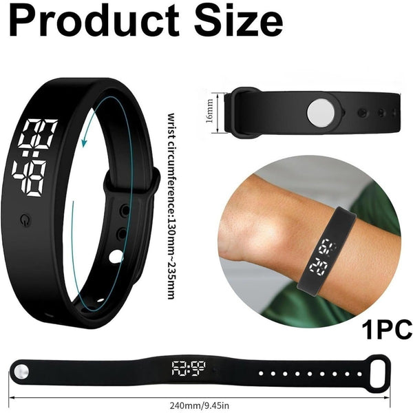 Vibrating Alarm Watch - Silent Vibration Wristband for Hearing Impaired & Deep Sleepers