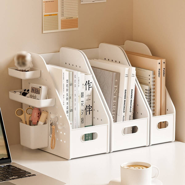 Pegboard Desktop Organiser 3 Piece S Or L Size White File Holder Pen Caddy New