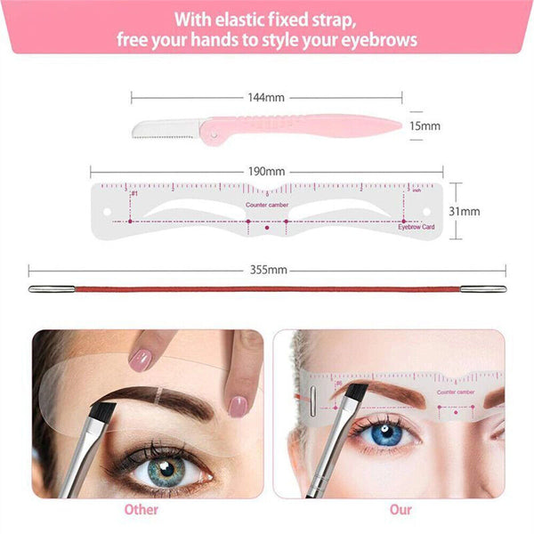 14Pcs Eyebrow Shaping Stencils Grooming Shaper Template Reusable Makeup Tool Kit