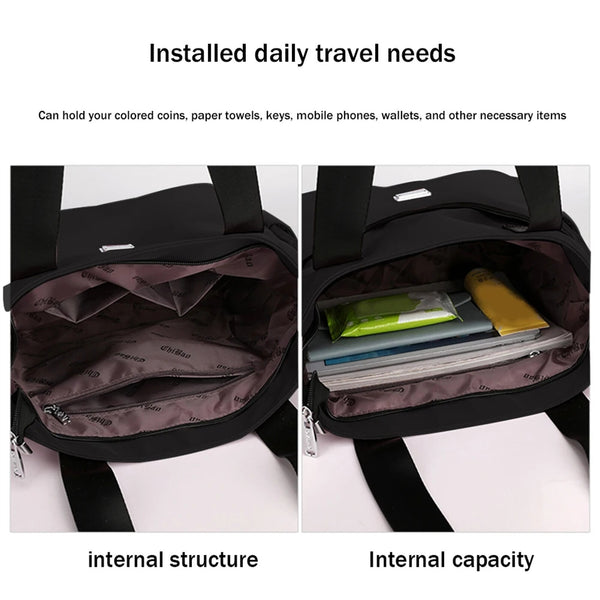 2pcs Waterproof Nylon Shoulder Bag | Multi-Pocket Travel Tote Laptop Work Handbag