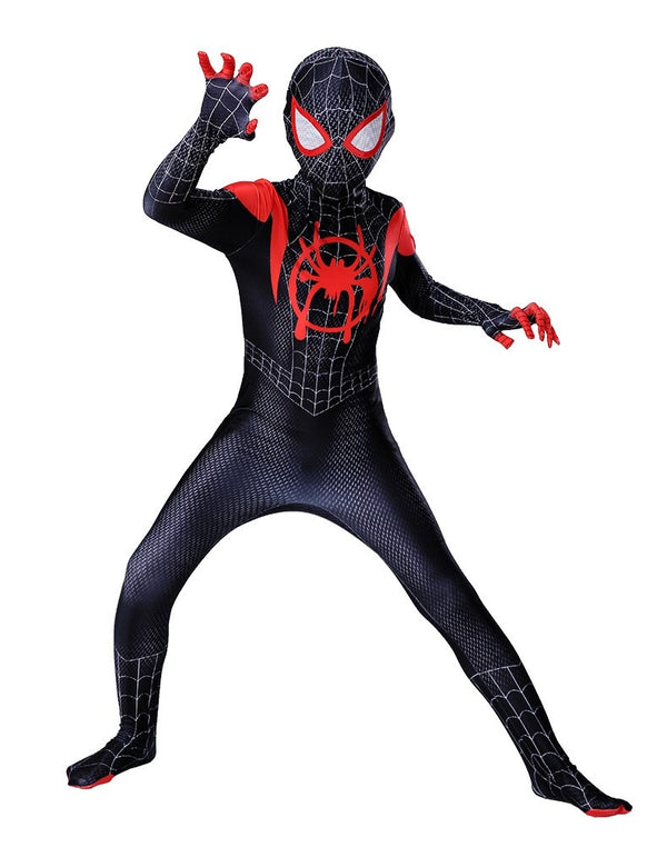 Full body superhero suit with hood and mesh eye lenses