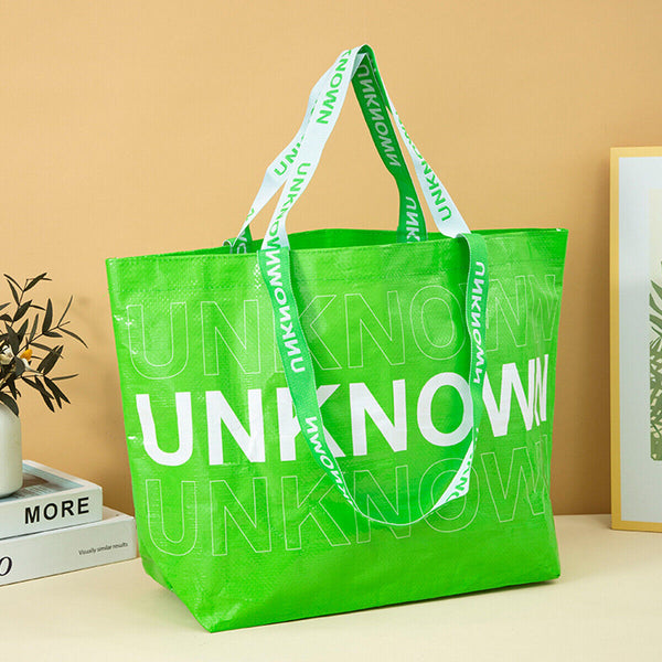 5pcs Hand Woven Green Handbags Waterproof Eco-Friendly Shopping Tote Bags AU