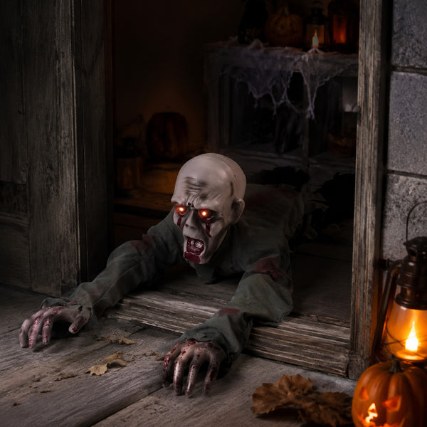 Halloween Decorations Scary Crawling Zombie with Horror Sound & Glowing Eyes