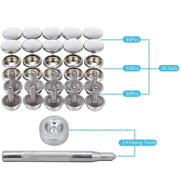 150PCS Stainless Steel Boat Marine Canvas Fabric Snap Cover Button & Socket Kit