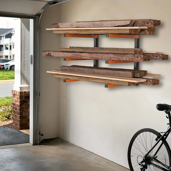 2pcs Wall Mounted Lumber Storage Rack | Heavy Duty Metal Wood & Firewood Storage Brackets